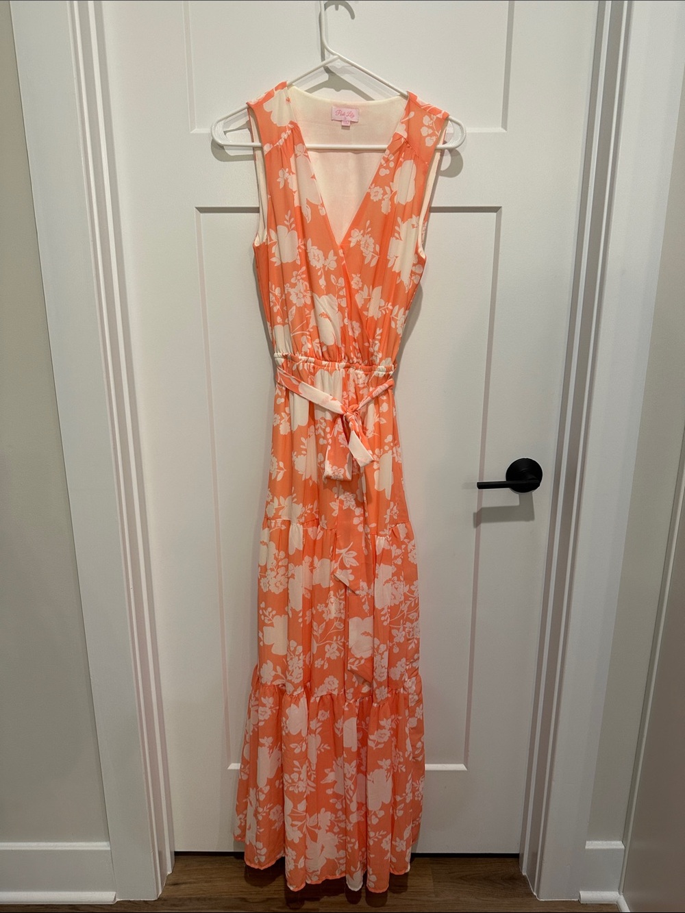 Pink Lily Coral and Cream Floral Wrap Maxi Dress